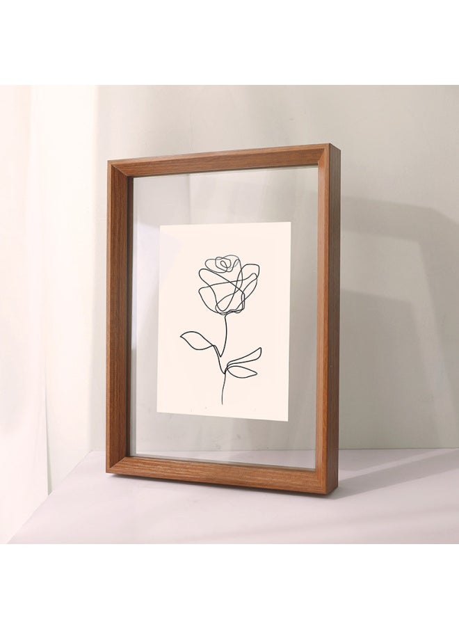 Generic - Double-sided Transparent Picture Frame Mounting Frame A4 Acrylic Photo Frame Table Display 7.6inch Calligraphy Calligraphy And Painting Poster Frame Wall Hanging-Color:Inner DiAmeter [33*33cm] MDF MAteriAl-A028 Wood Color - Image 1