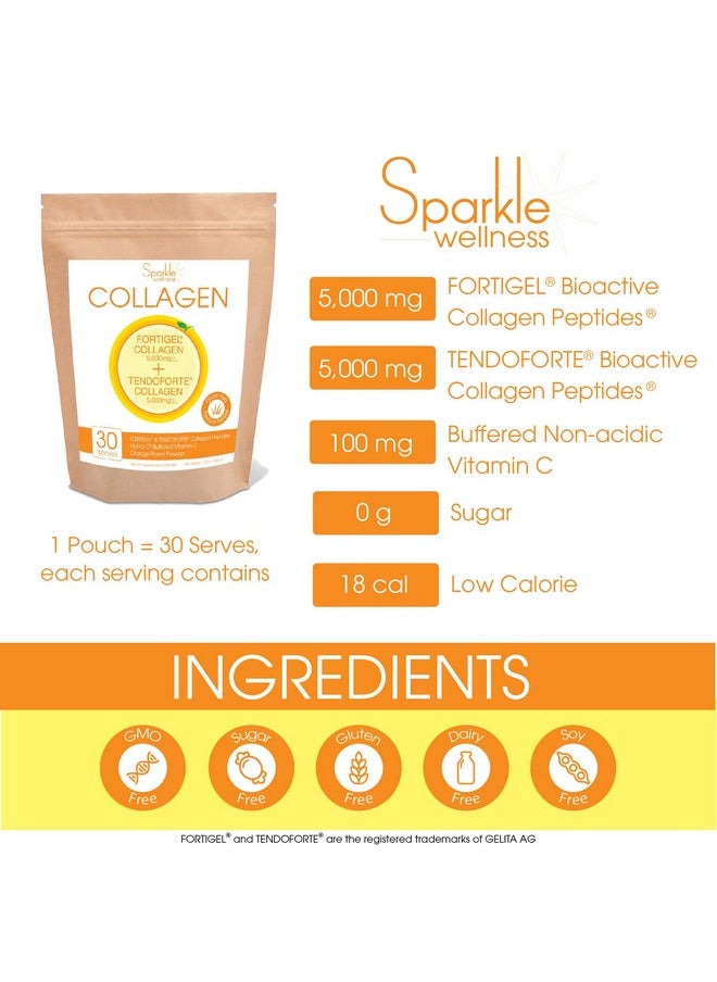 Sparkle Collagen - Sparkle Joint Boost (Orange) [30Serves] Fortigel & Tendoforte Paleo Protein Super Collagen Powder & Time Delayed Nonacidic Vitamin C Supplement Drink Restore Mobility Keto Protein Powder Nutrition - Image 1