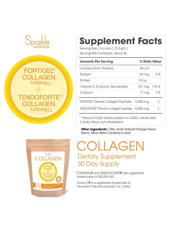 Sparkle Collagen - Sparkle Joint Boost (Orange) [30Serves] Fortigel & Tendoforte Paleo Protein Super Collagen Powder & Time Delayed Nonacidic Vitamin C Supplement Drink Restore Mobility Keto Protein Powder Nutrition - Image 1