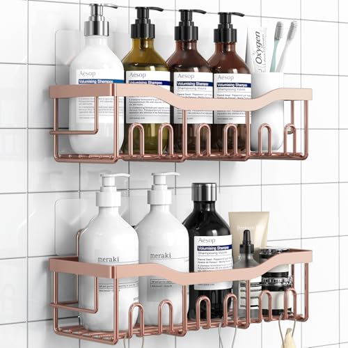 EUDELE Shower Caddy 2 Pack,Adhesive Shower Organizer for Home Decor&Kitchen Organizers,No Drilling,Rustproof Stainless Steel Bathroom Shelf Organizer - Image 1