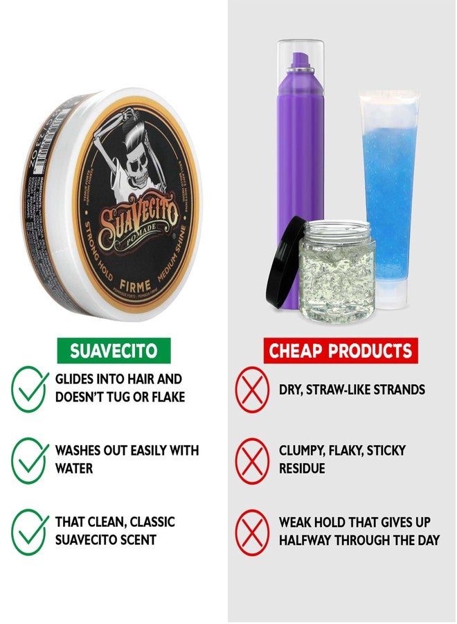 Suavecito Pomade Firme (Strong) Hold 2.3 oz, 1 Pack - Pomade For Men - Medium Shine Water Based Wax Like Flake Free Hair Gel - Easy To Wash Out - All Day Hold For All Hair Styles - Image 3