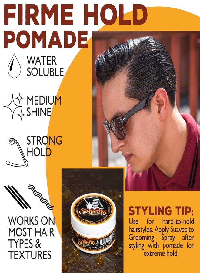Suavecito Pomade Firme (Strong) Hold 2.3 oz, 1 Pack - Pomade For Men - Medium Shine Water Based Wax Like Flake Free Hair Gel - Easy To Wash Out - All Day Hold For All Hair Styles - Image 5