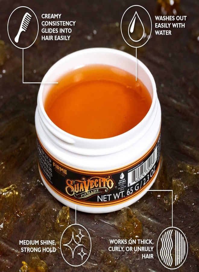 Suavecito Pomade Firme (Strong) Hold 2.3 oz, 1 Pack - Pomade For Men - Medium Shine Water Based Wax Like Flake Free Hair Gel - Easy To Wash Out - All Day Hold For All Hair Styles - Image 2