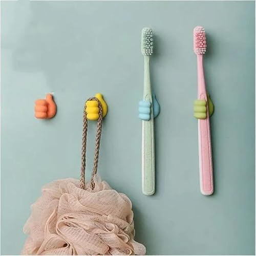 Veentus Creative Silicone Thumb Wall Hook, Multifunction Self Adhesive Cable Organizer Clips Key Hanger, No Punching Nails-Free Utility Hooks Desk Wire Management, Multicolor (Pack of 5 PIS) - Image 3