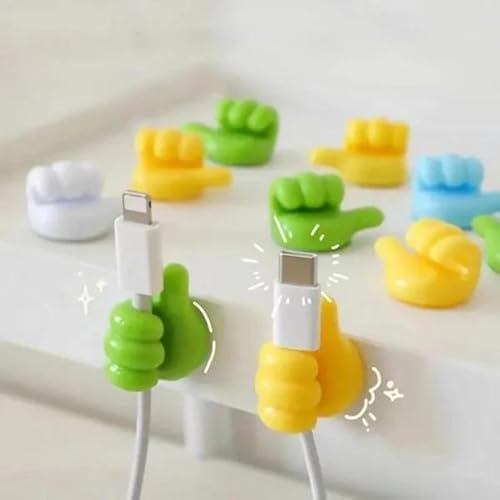 Veentus Creative Silicone Thumb Wall Hook, Multifunction Self Adhesive Cable Organizer Clips Key Hanger, No Punching Nails-Free Utility Hooks Desk Wire Management, Multicolor (Pack of 5 PIS) - Image 4