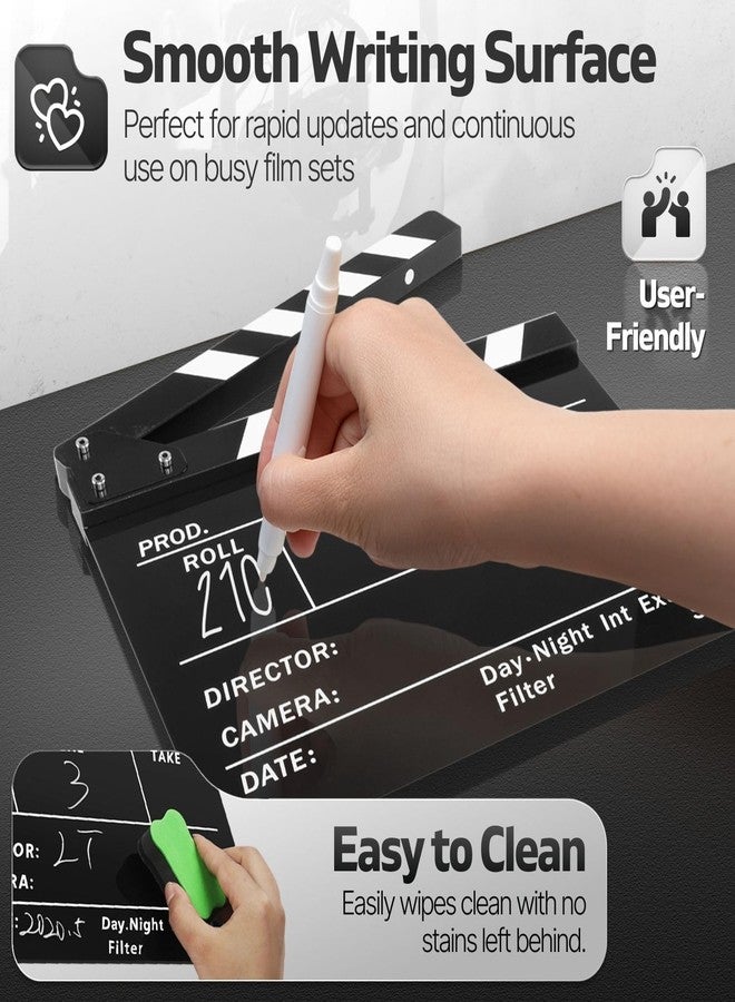 فليكسزيون لوحة تصوير Flexzion - لوحة تصوير سينمائية قابلة للمسح الجاف، مقاس 10×12 بوصة، مصنوعة من الأكريليك، مناسبة للتصوير السينمائي، ودعائم مواقع التصوير، وإنتاج الفيديو، ومعدات صناعة الأفلام، باللونين الأسود والأبيض. - Image 3