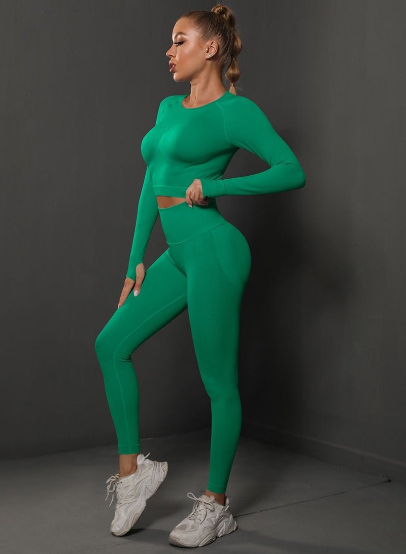 Loquat Yoga Tight Fitting Stretch Soft Sets Green - Image 1