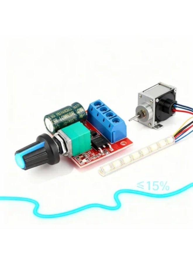 robotgcc PWM DC Motor Speed Controller 5V-28V 5A | Switch Function DC Regulator Module | LED Dimmer / Fan Speed / Motor Control | Precision Potentiometer & Overcurrent Protection | Industrial & DIY Electronic Projects - Image 3