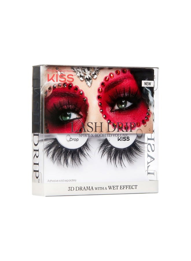 KISS Halloween Lash Drip False Eyelashes, Spiky X Boosted Volume, Unique Wet Look Hydrated Effect, Multi-Length Rewearable Fake Eyelashes, Wispy Crisscross Lash Pattern, Style ‘Drop', 1 Pair, Packagin - Image 5