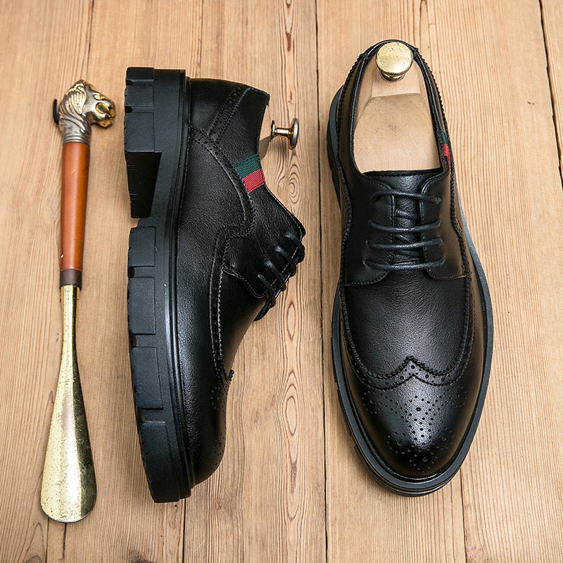 British Style Platform Men'S Tooling Shoes Summer Casual Trendy Ins Brock Carved Leather Shoes Pointed Toe Men'S Shoes - Image 5