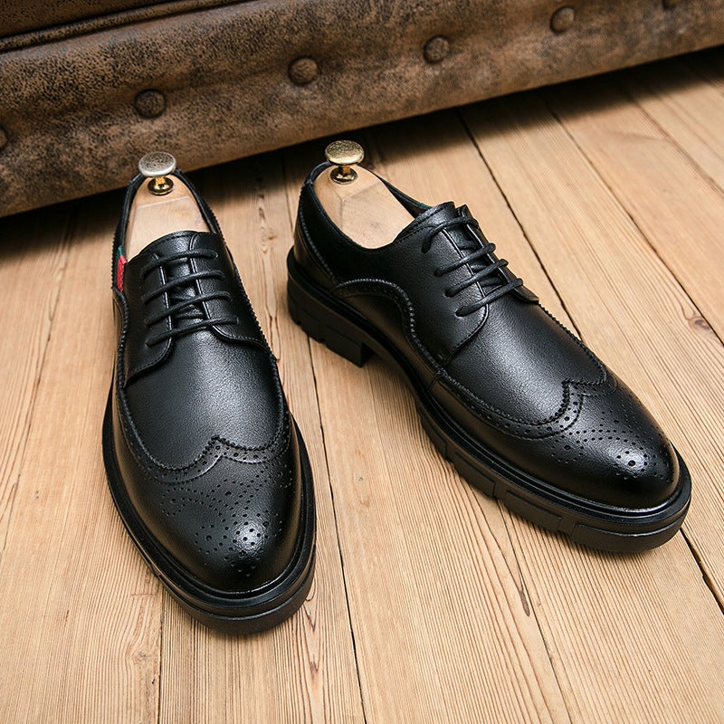 British Style Platform Men'S Tooling Shoes Summer Casual Trendy Ins Brock Carved Leather Shoes Pointed Toe Men'S Shoes - Image 4