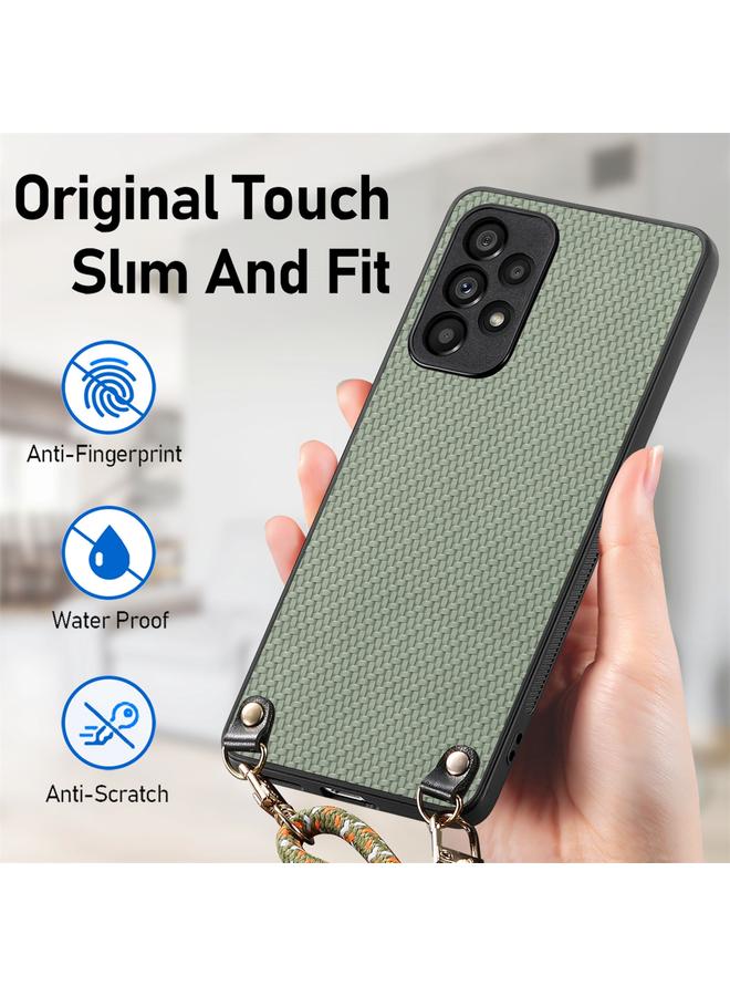 اس-توب جراب لهاتف Samsung Galaxy S23+ 5G مصنوع من ألياف الكربون وغطاء خلفي من الجلد مع حزام كروس بودي - Image 5