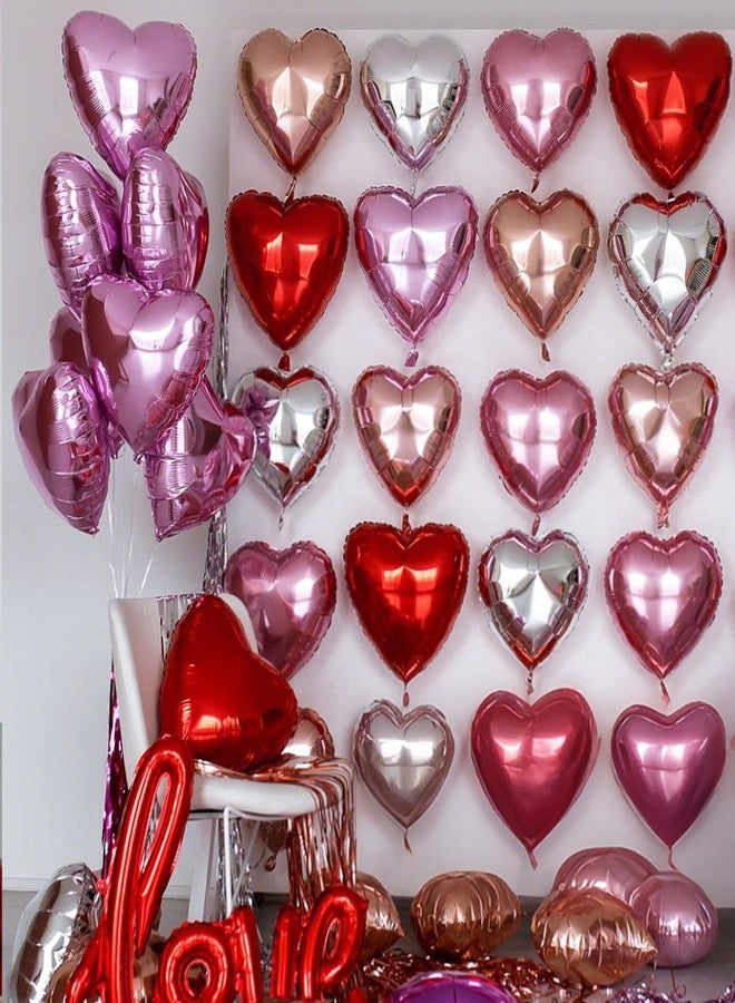 Sowide Pink Red Heart Balloons,12Pcs 18 Inch Light Pink Foil Love Heart Shaped Balloons for Valentines Day Birthday Wedding Engagement Anniversary Party Graduation Baby Shower Decorations - Image 5