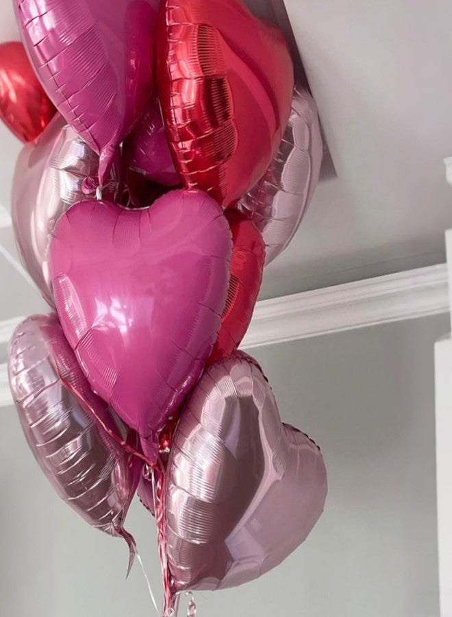 Sowide Pink Red Heart Balloons,12Pcs 18 Inch Light Pink Foil Love Heart Shaped Balloons for Valentines Day Birthday Wedding Engagement Anniversary Party Graduation Baby Shower Decorations - Image 4