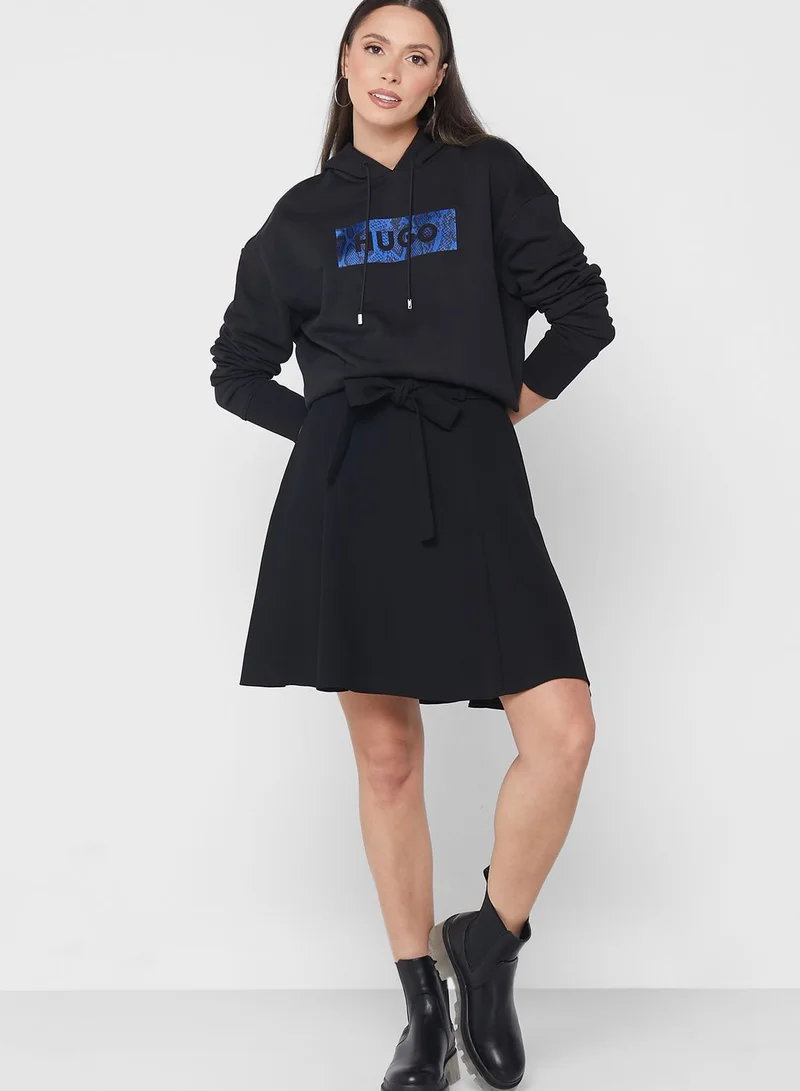 HUGO Pleated Tie Detail Skirt