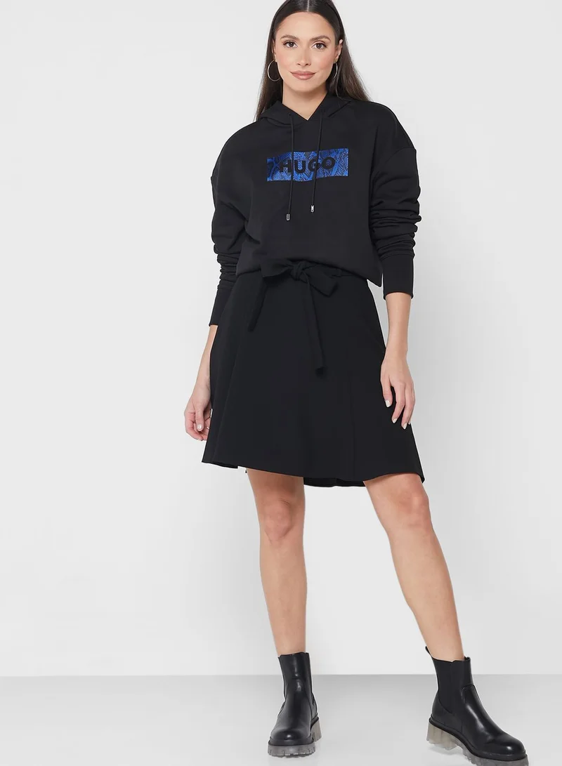 HUGO Pleated Tie Detail Skirt