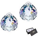 JIHUI JIHUI Clear Glass Crystal Ball Prism Pendant Suncatcher 40mm Pack of 2 - Image 1
