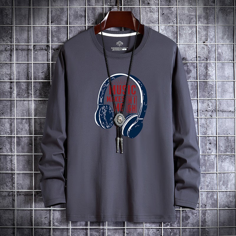 Men's Long-sleeved T-shirt Teenagers Printed Large Size Base Shirt Men's Round Neck Slim Fit T-shirt Trendy Long-sleeved Top Clothes - Image 5