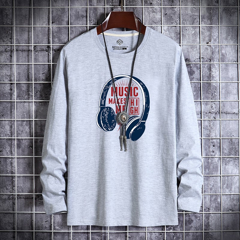 Men's Long-sleeved T-shirt Teenagers Printed Large Size Base Shirt Men's Round Neck Slim Fit T-shirt Trendy Long-sleeved Top Clothes - Image 4