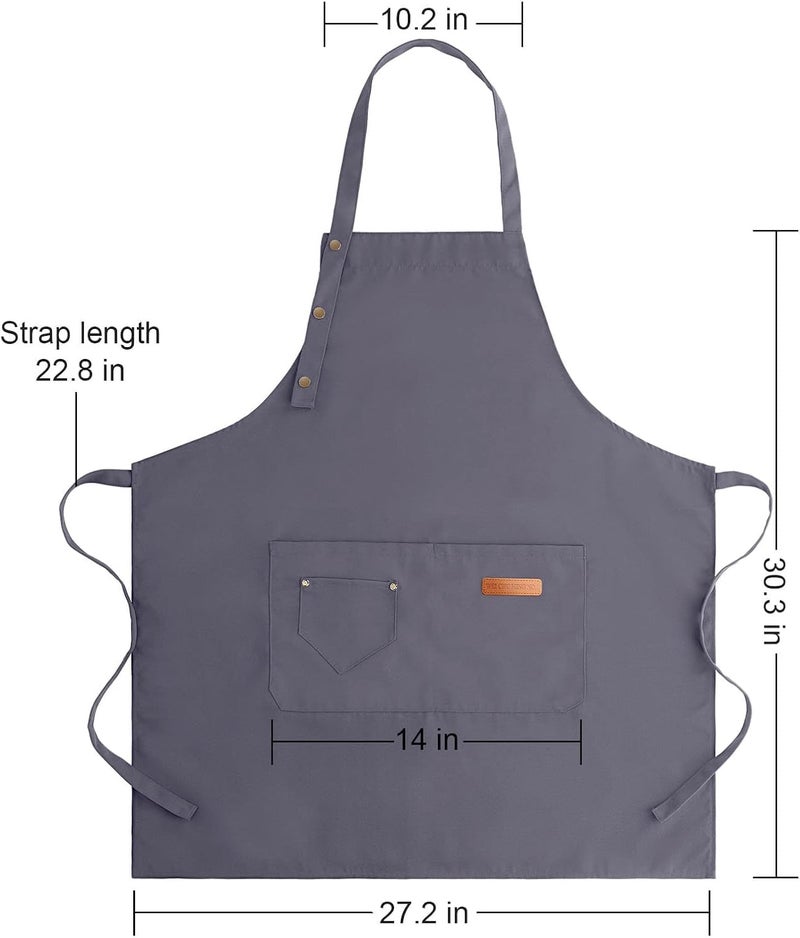 Lonimia Apron for Men Women with Adjustable Straps and Large Pockets, Canvas Cotton Cooking Kitchen Chef Bib Aprons Waterproof - Image 3