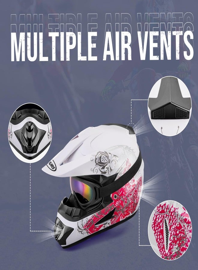 OUMURS DOT Kids Dirt Bike Helmets Motocross Helmet for Youth Boys Girls 5-14 Ages,Four Wheeler Helmet Kids, Motocross BMX MX UTV Go Kart Full Riding Dirt Bike Racing Skateboard Baseball Pink Butterfly - Image 5