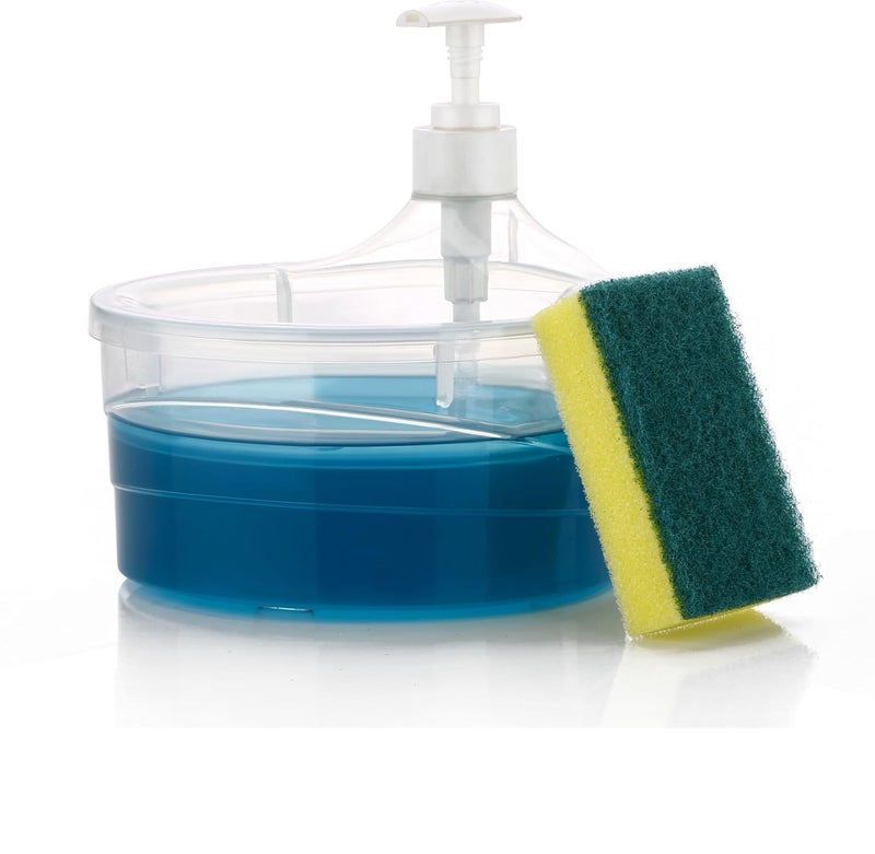 KRYLAR-2-in-1 Soap Pump Dispenser with Sponge Holder, Plastic Dishwashing Liquid Press Container, Bathroom Lotion Organizer, Kitchen Sink Accessories, Multipurpose Kitchen Cleaning Tool for Home. - Image 4