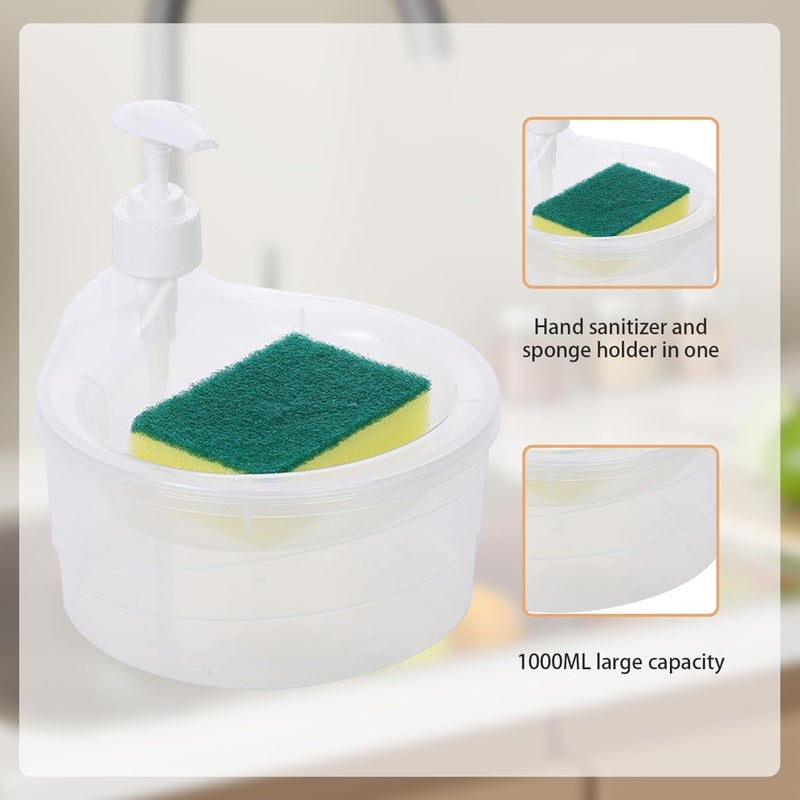 KRYLAR-2-in-1 Soap Pump Dispenser with Sponge Holder, Plastic Dishwashing Liquid Press Container, Bathroom Lotion Organizer, Kitchen Sink Accessories, Multipurpose Kitchen Cleaning Tool for Home. - Image 5