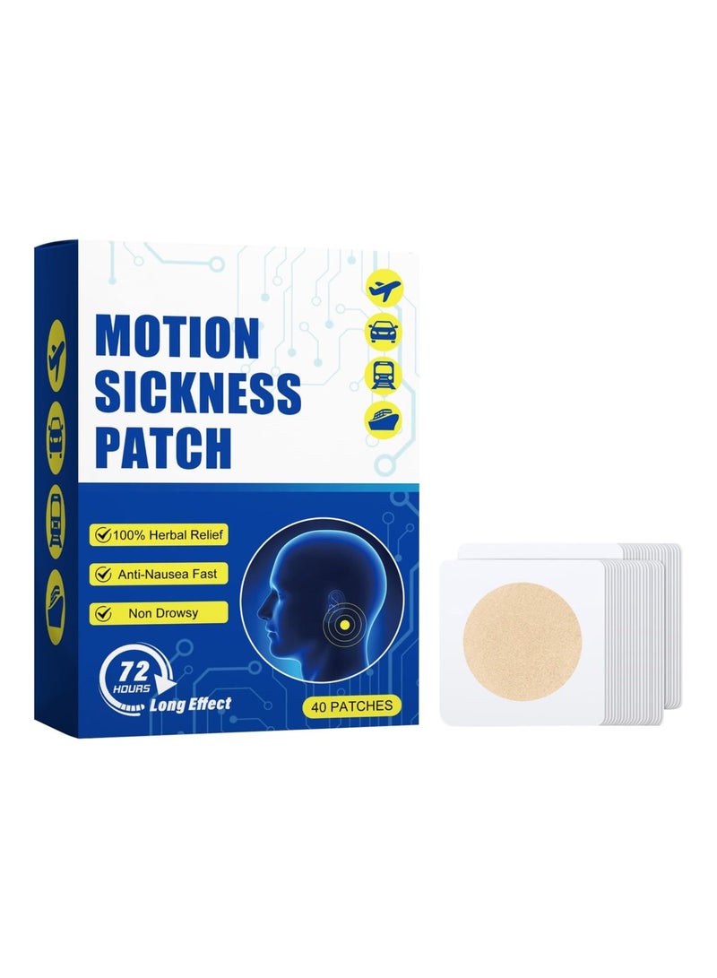 40PCS Motion Sickness Patches, Cruise Ship Essentials, Motion Sickness Patch for Cruise and Car, Ships, Airplane and Other Forms of Movement, Sea Sickness Patch Non Drowsy and Effective, Lasting 72H - Image 1