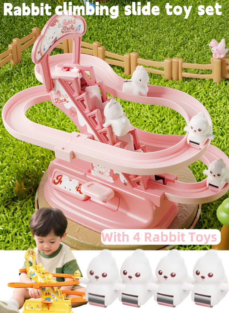 مجموعة ألعاب تسلق الأرانب، لعبة تسلق السلالم الكهربائية للأرانب، لعبة تزلج تعليمية، لعبة الأفعوانية للأرانب، مجموعة ألعاب التزلج، لعبة التزلج، هدايا للأطفال على شكل أرانب مع إضاءة وموسيقى - Image 1