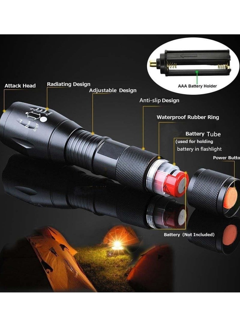 2 Pack Tactical Flashlights Torch, Military Grade 5 Modes  High Lumens Led Waterproof Handheld Flashlight for Camping Biking Hiking Outdoor Home Emergency  - Image 3