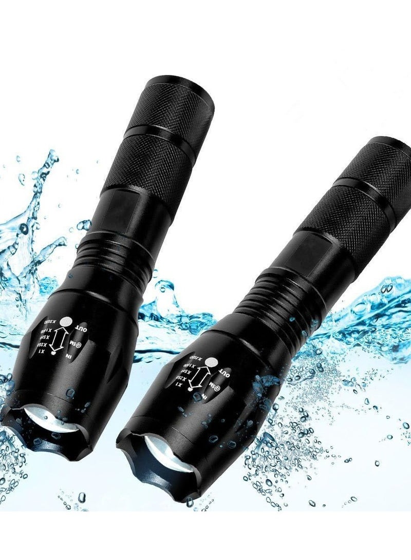 2 Pack Tactical Flashlights Torch, Military Grade 5 Modes  High Lumens Led Waterproof Handheld Flashlight for Camping Biking Hiking Outdoor Home Emergency  - Image 5