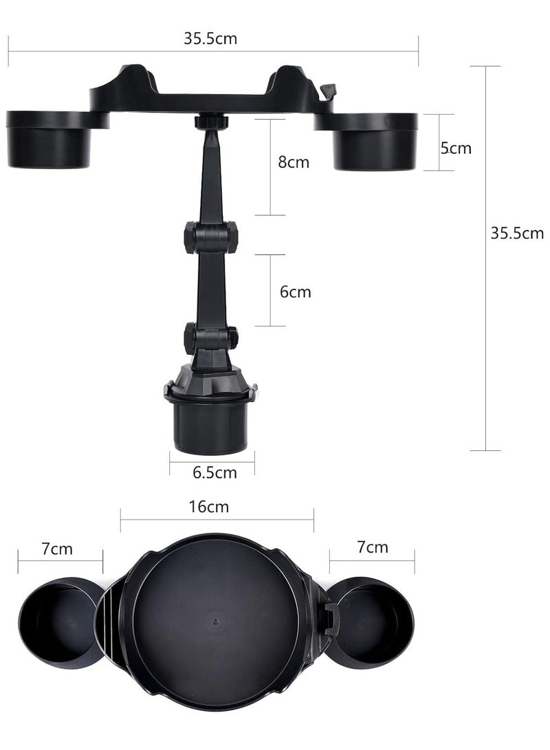 Generic Car Cup Holder Tray 360 Degrees Rotatable Car Food Tray With Phone Slot Cup Holder Tray Table With Adjustable Base Multifunctional Cup Holder Expander With Tray And Swivel Arm For Car (Black)  - Image 2