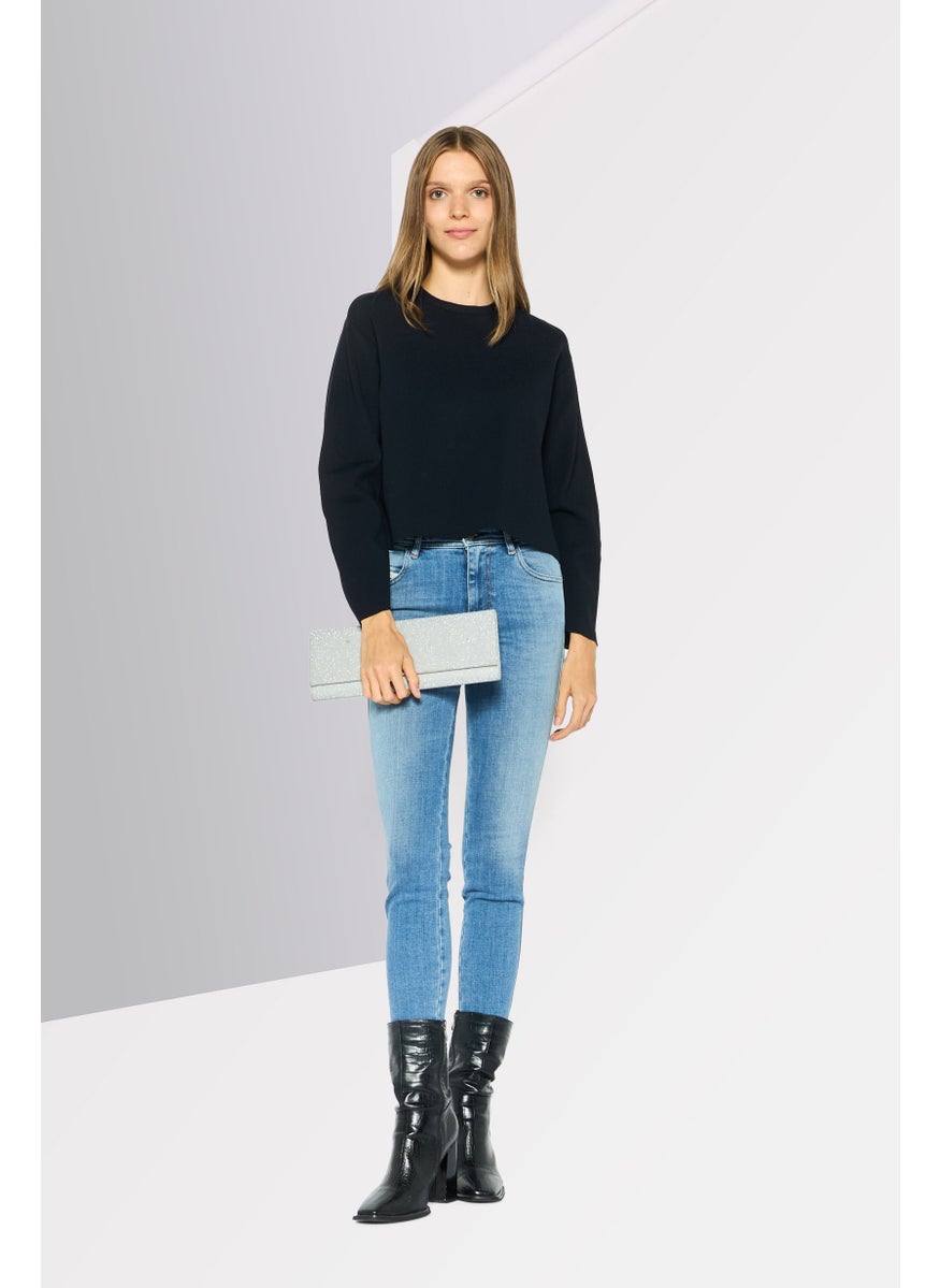 STELLA MCCARTNEY - Women Crew Neck Knitted Sweater, Navy - Image 1