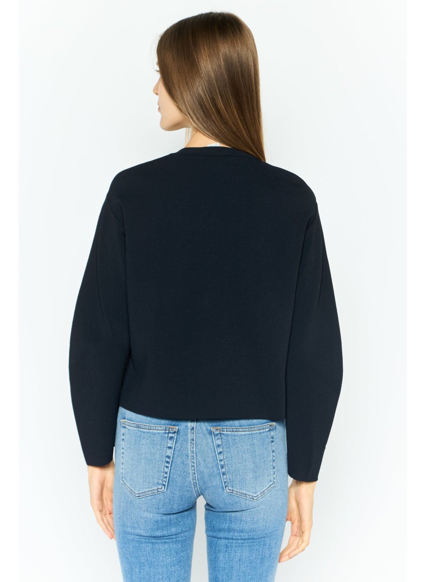 STELLA MCCARTNEY - Women Crew Neck Knitted Sweater, Navy - Image 1