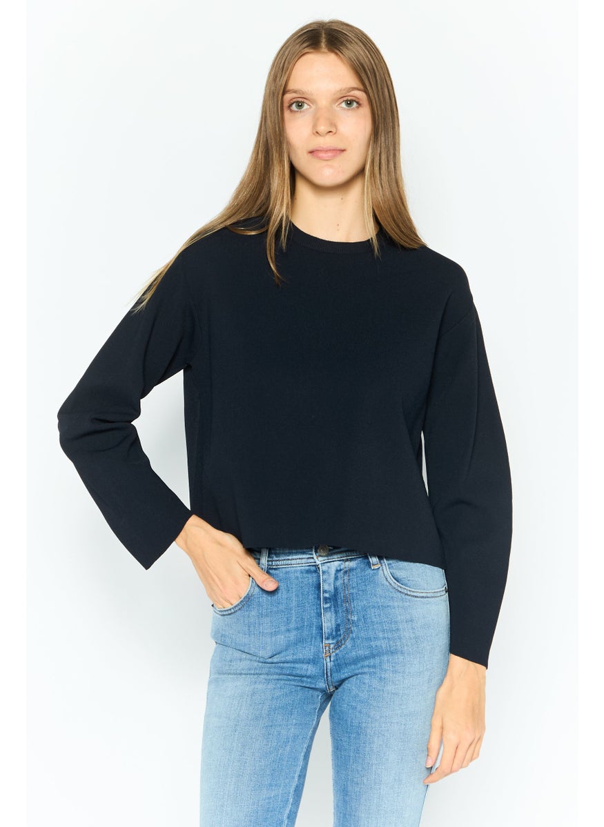 STELLA MCCARTNEY - Women Crew Neck Knitted Sweater, Navy - Image 1
