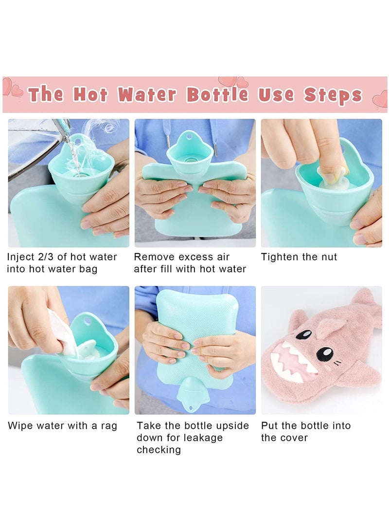 SYOSI Hot Water Bottle with Plush Soft Cover 1 Litre Hot Water Bag Natural Rubber for Neck Shoulder Back Pain Relief Hot Compress and Cold Therapy  - Image 2