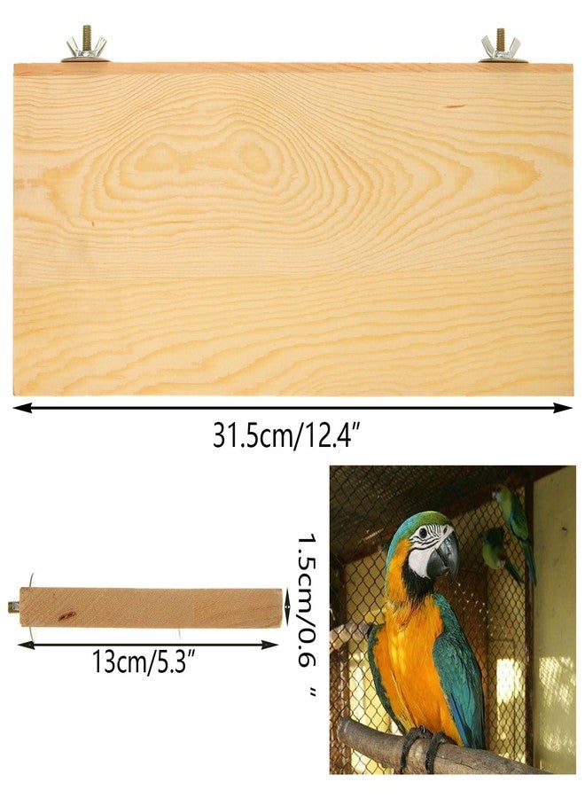 DIRBUY 4 Pack 5 x 12 Inches Bird Perches - Natural Wooden Flat Bird Perch - Rectangle Bird Perch Stand Platform for Parrot, Budgies, Parakeet, Cockatiels, Conure, Lovebirds - Image 2