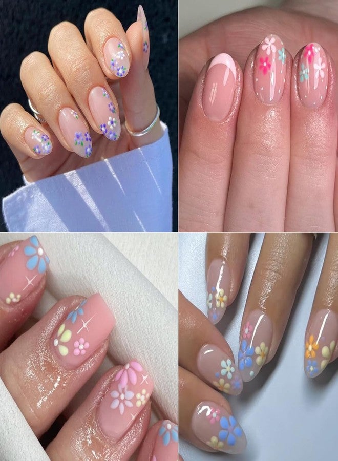 BYJKYEN 30 Sheets White Black Colorful Flower Nail Art Stickers Decals Floral Cherry Blossoms Daisy Nail Designs Sticker 3D Self-Adhesive Flowers Nail Decals for Spring Summer Nail Decoration Accessories - Image 2