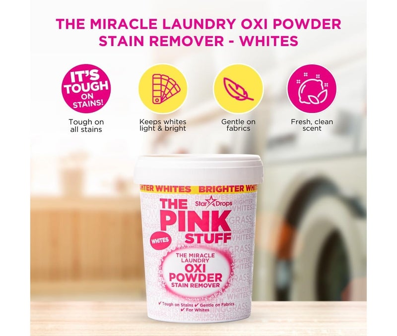 THE PINK STUFF Stardrops The Pink Stuff Miracle Laundry Stain Remover Kit 3-Pack – Oxi Powder for Whites & Colors + Pre-Treat Spray – Powerful Fabric Stain Removal Bundle - Image 3