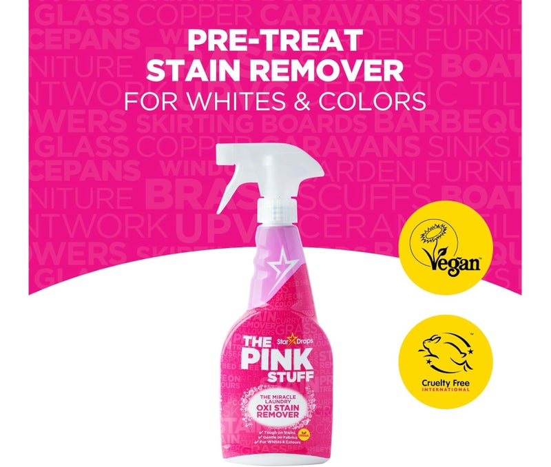 THE PINK STUFF Stardrops The Pink Stuff Miracle Laundry Stain Remover Kit 3-Pack – Oxi Powder for Whites & Colors + Pre-Treat Spray – Powerful Fabric Stain Removal Bundle - Image 4
