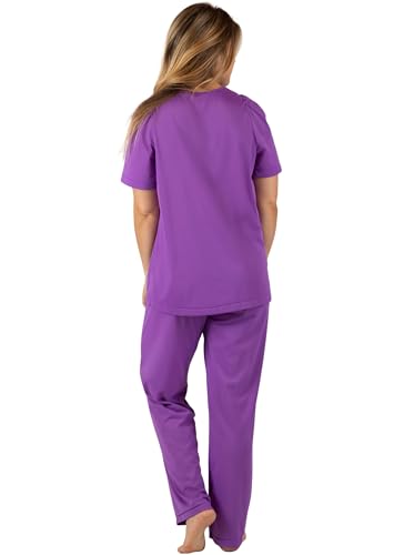 Shadowline Women's Plus-Size Petals Short Sleeve Pajama, Purple, 46 - Image 2