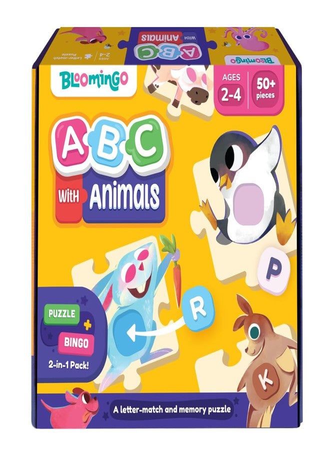 Bloomingo ABC with Animals : Fun Alphabet Matching Puzzle with 26+ Pieces & Activity Sheet | Early Literacy Educational Toy for Kids Ages 3+ | Develops Letter Recognition & Phonics Skills - Image 1