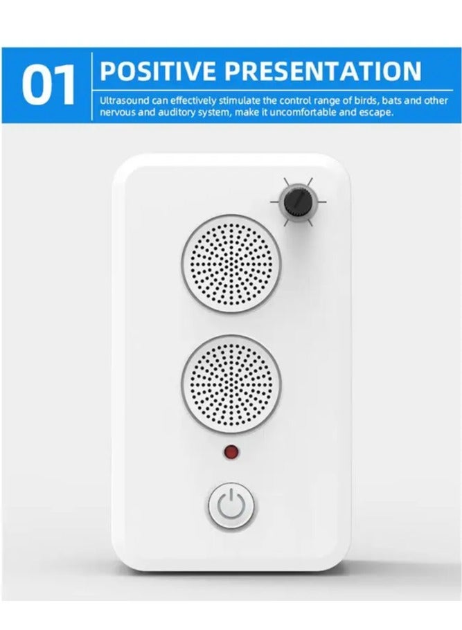 AROAQ USB Rechargeable Bird Repeller, Adjustable Ultrasonic Animal Repelling Device, Durable Large Capacity Battery Outdoor Anti Bird Repellent For Deterring  Birds And Animals, (1pc, White) - Image 2