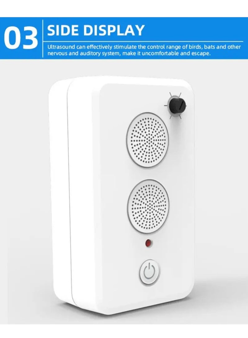 AROAQ USB Rechargeable Bird Repeller, Adjustable Ultrasonic Animal Repelling Device, Durable Large Capacity Battery Outdoor Anti Bird Repellent For Deterring  Birds And Animals, (1pc, White) - Image 3