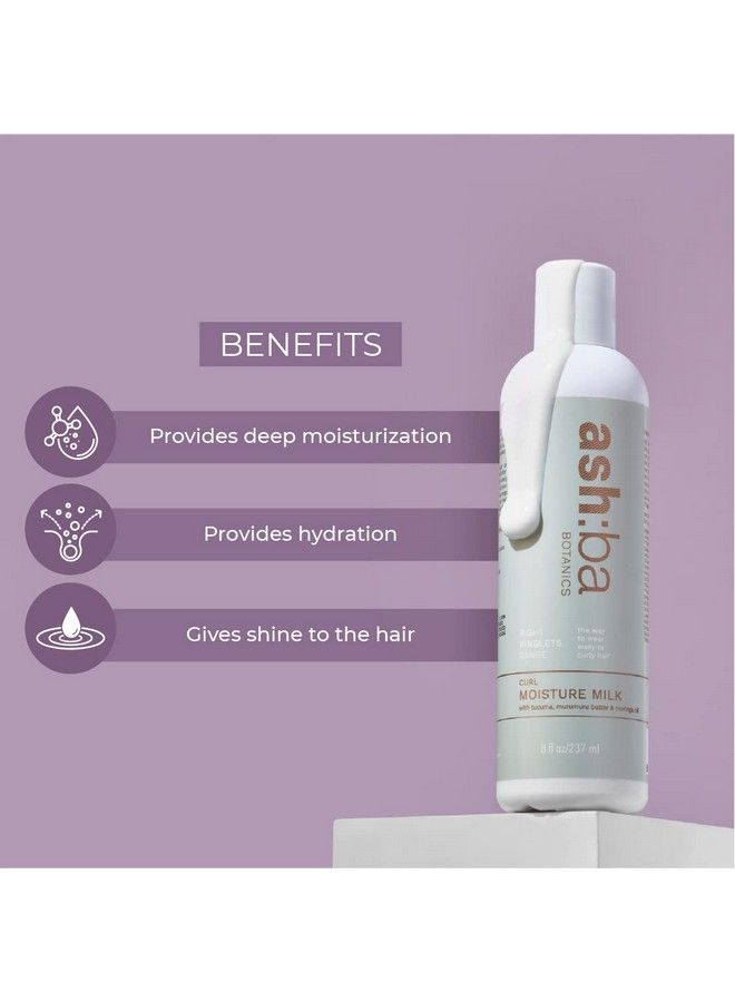Ashba Botanics Curl Moisture Milk For Curly & Wavy Hair ; Leave In Cream ; Provides Deep Moisture To Dry & Frizzy Hair ; Paraben & Silicone Free ; Blend Of Murumuru Tucuma Butter & Moringa Oil ; 237 Ml - Image 3