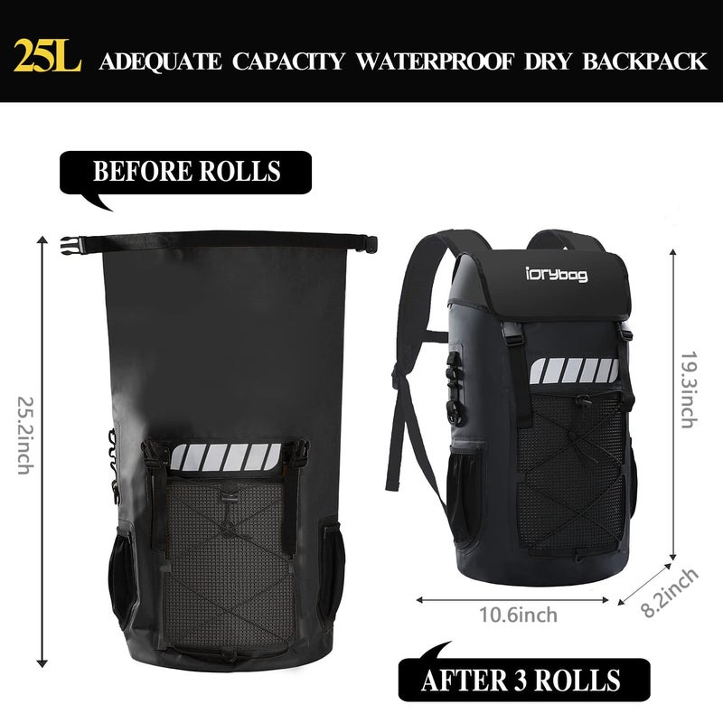 IDRYBAG Waterproof Backpack for Men 25L/45L, Dry Bags Kayak, Dry Backpack Camping Hiking - Image 3