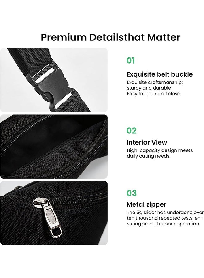 Large Capacity Crossbody Waist Fanny Pack for Men and Women, Adjustable Strap Hip Bum Bag, Multi-Purpose Casual Belt Bag for Outdoor Sports, Workout, Travel, Running, Hiking, Cycling and Daily Use - Image 3