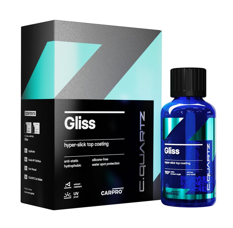 CARPRO Gliss Original - 50ml Kit - Ceramic Coating for Cars - Hyper Smooth Hydrophobic Nano Top-Coat with Microfiber Applicators - Image 1