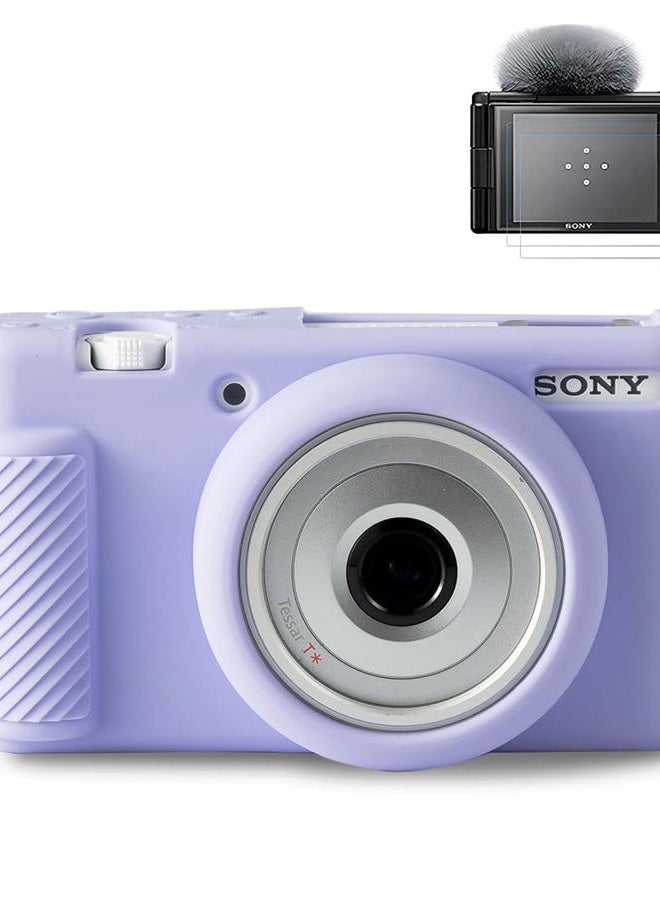 Pocoukate Case for Sony ZV-1F, ZV-1 II/ZV-1M2 Vlog Camera, ZV1F Camera Silicone Cover, Anti-Scratch Slim Fit Soft with ZV1 F Screen Protector- Lilac Colour Skin - Image 1