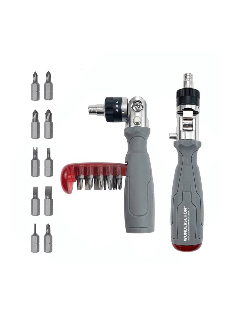 WUNDERSCHÖN Multifunctional Reattaching Screwdriver_10 Built-in Hidden Bits Magnetic Multiangle Ratchet Maintenance Tool Suitable to Repair Automotive, Appliances, Household  - Image 1